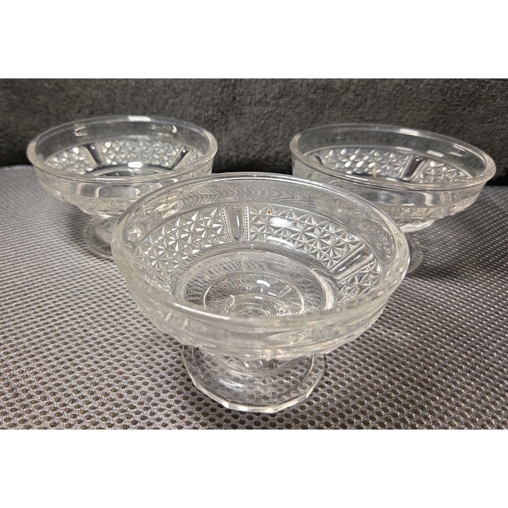 Set Of 3 Imperial Glass Cape Cod clear glass footed sherbet or sundae cups